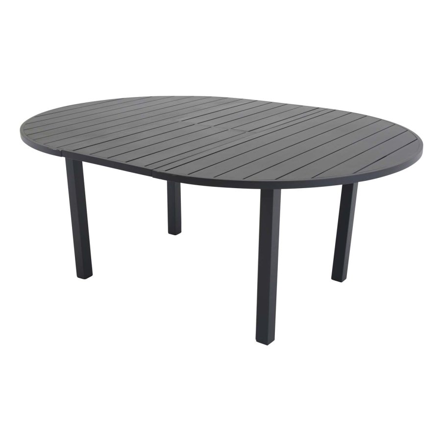 VENTURE DESIGN ovalt Marbella havebord m. udtrk - sort aluminium (120)