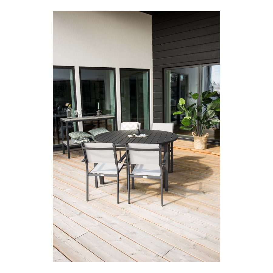 VENTURE DESIGN ovalt Marbella havebord m. udtrk - sort aluminium (120)