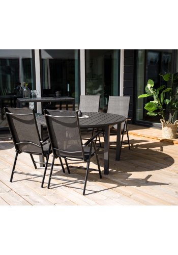VENTURE DESIGN ovalt Marbella havebord m. udtrk - sort aluminium (120)