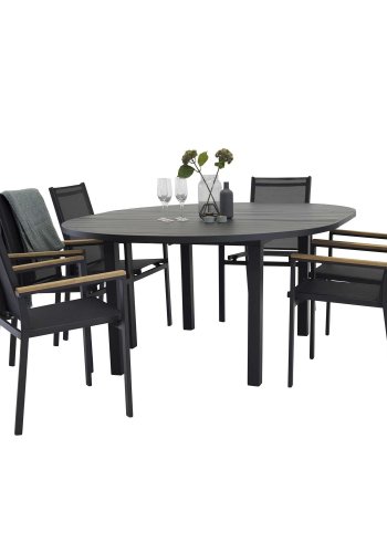 VENTURE DESIGN ovalt Marbella havebord m. udtrk - sort aluminium (120)