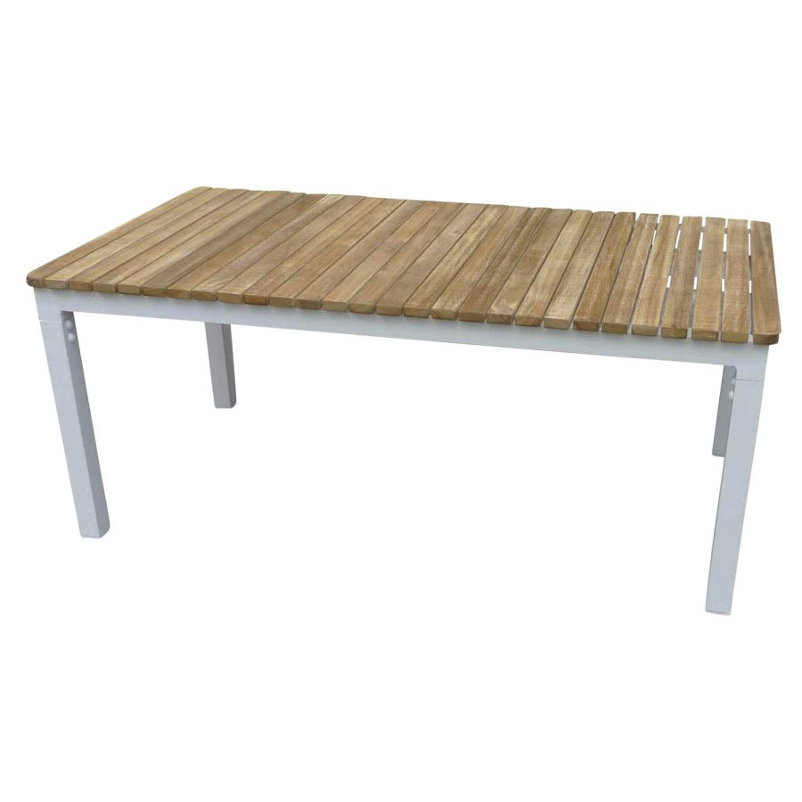 VENTURE DESIGN rektangulr Brasilia havebord - natur teaktr og hvid aluminium (110x60)