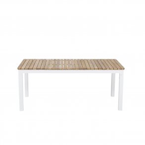 VENTURE DESIGN rektangulr Brasilia havebord - natur teaktr og hvid aluminium (110x60)