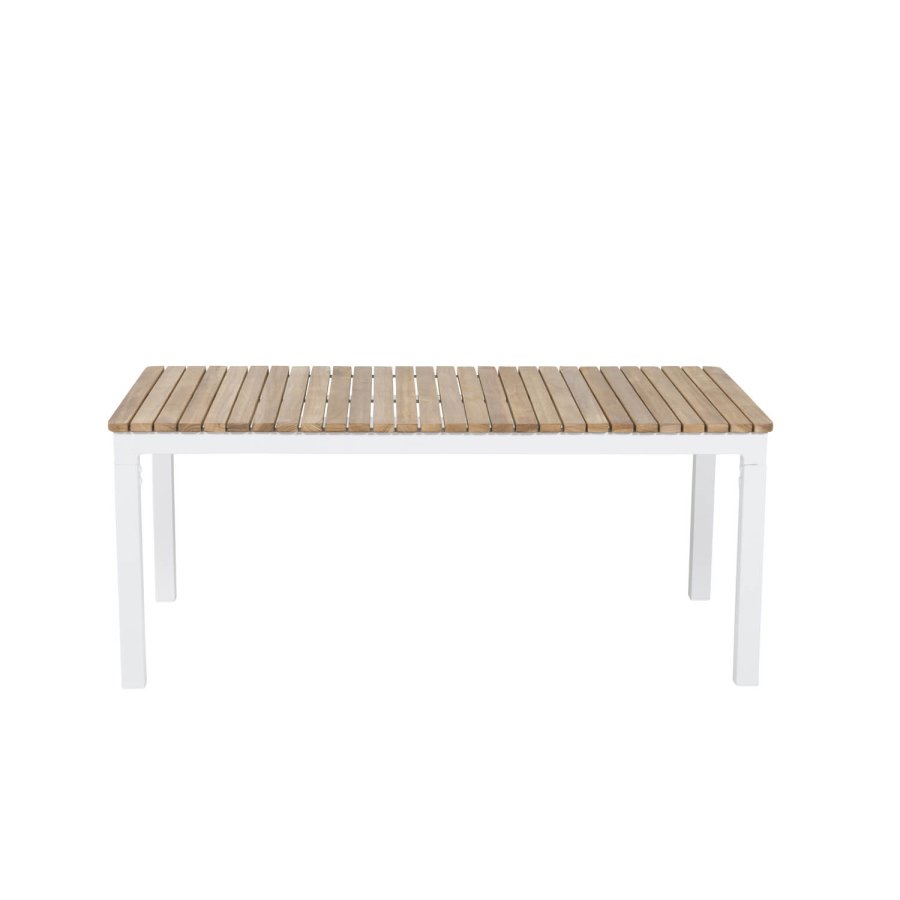 VENTURE DESIGN rektangulr Brasilia havebord - natur teaktr og hvid aluminium (110x60)