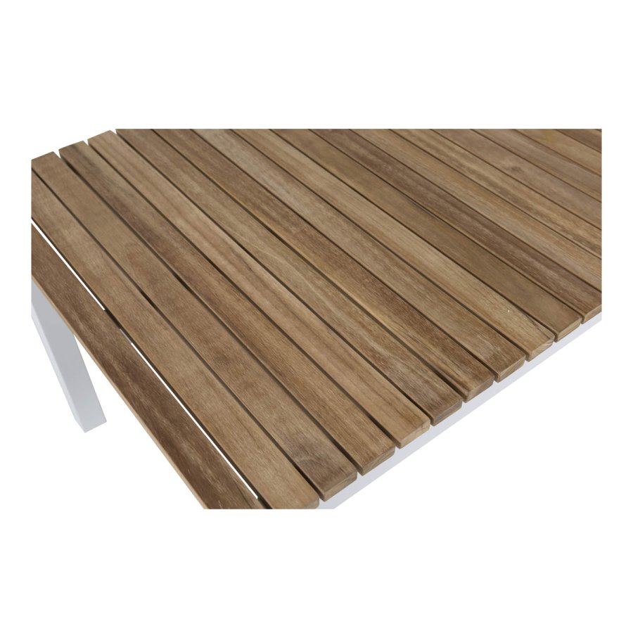 VENTURE DESIGN rektangulr Brasilia havebord - natur teaktr og hvid aluminium (110x60)