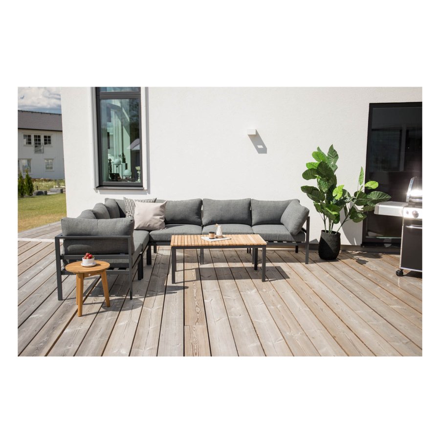 VENTURE DESIGN rektangulr Brasilia havebord - natur teaktr og sort aluminium (110x60)