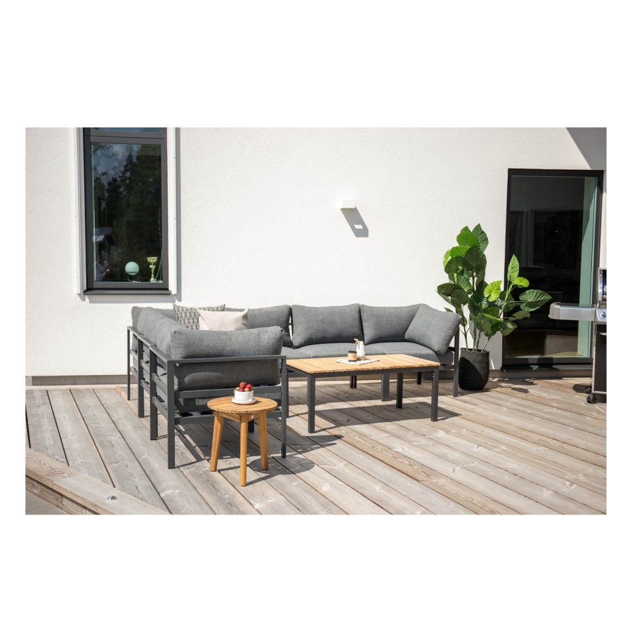 VENTURE DESIGN rektangulr Brasilia havebord - natur teaktr og sort aluminium (110x60)