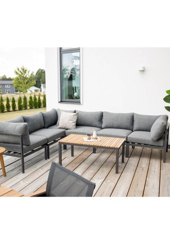 VENTURE DESIGN rektangulr Brasilia havebord - natur teaktr og sort aluminium (110x60)