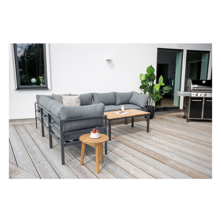 VENTURE DESIGN rektangulr Brasilia havebord - natur teaktr og sort aluminium (110x60)