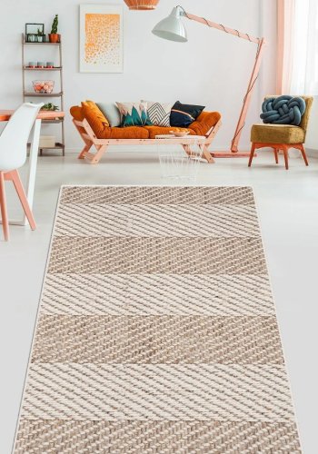 TEPPI Tresse Hall gulvtppe m. striber, rektangulr - multifarvet bomuld og chenille (80x150)