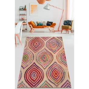 TEPPI Cavita Hall gulvtppe m. mnster, rektangulr - multifarvet bomuld og chenille (100x300)