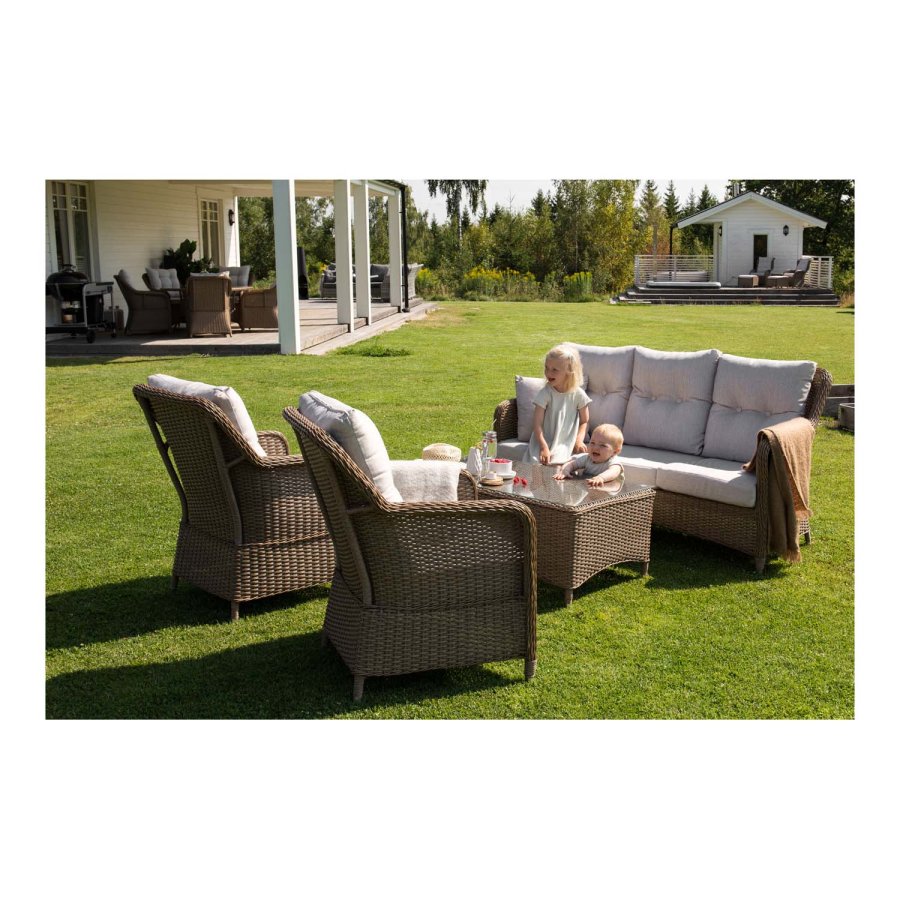 VENTURE DESIGN Vikelund sofa havest m. sand hynder - natur rattan og aluminium 