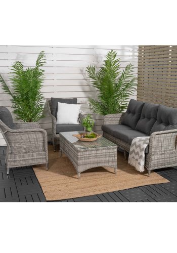 VENTURE DESIGN Vikelund sofa havest m. gr hynder - gr rattan og aluminium