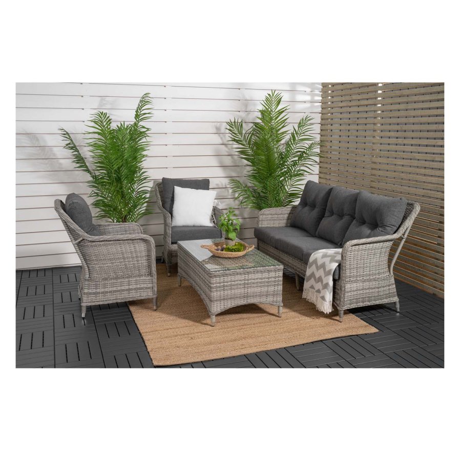 VENTURE DESIGN Vikelund sofa havest m. gr hynder - gr rattan og aluminium