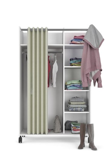 TVILUM Garderobeindsats med forhng - hvid, m. hjul 