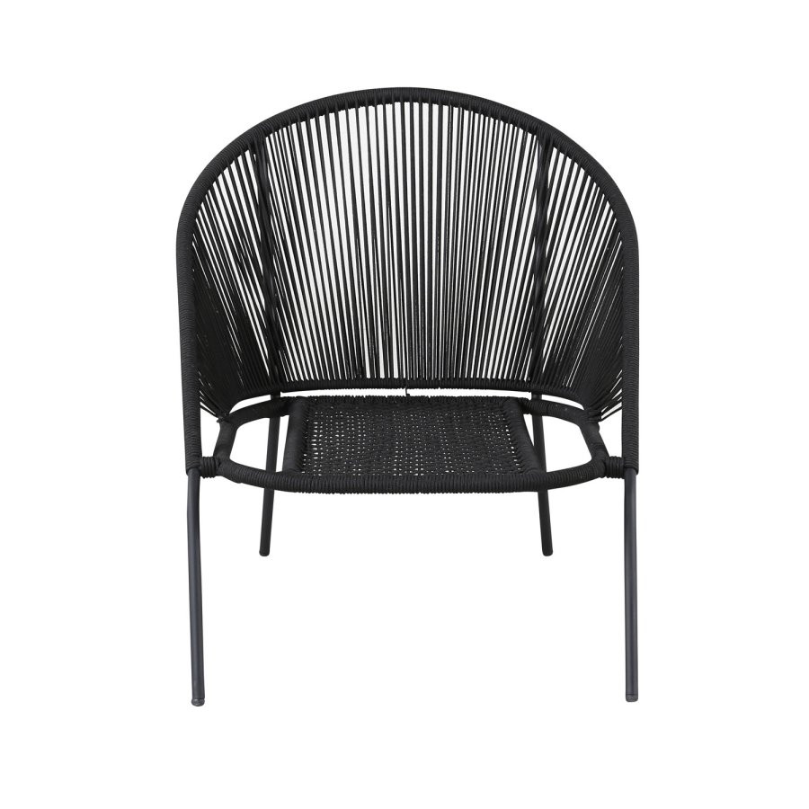 VENTURE DESIGN Lindos loungestol, m. hynde - sort polyester reb, aluminium og stl