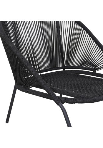 VENTURE DESIGN Lindos loungestol, m. hynde - sort polyester reb, aluminium og stl