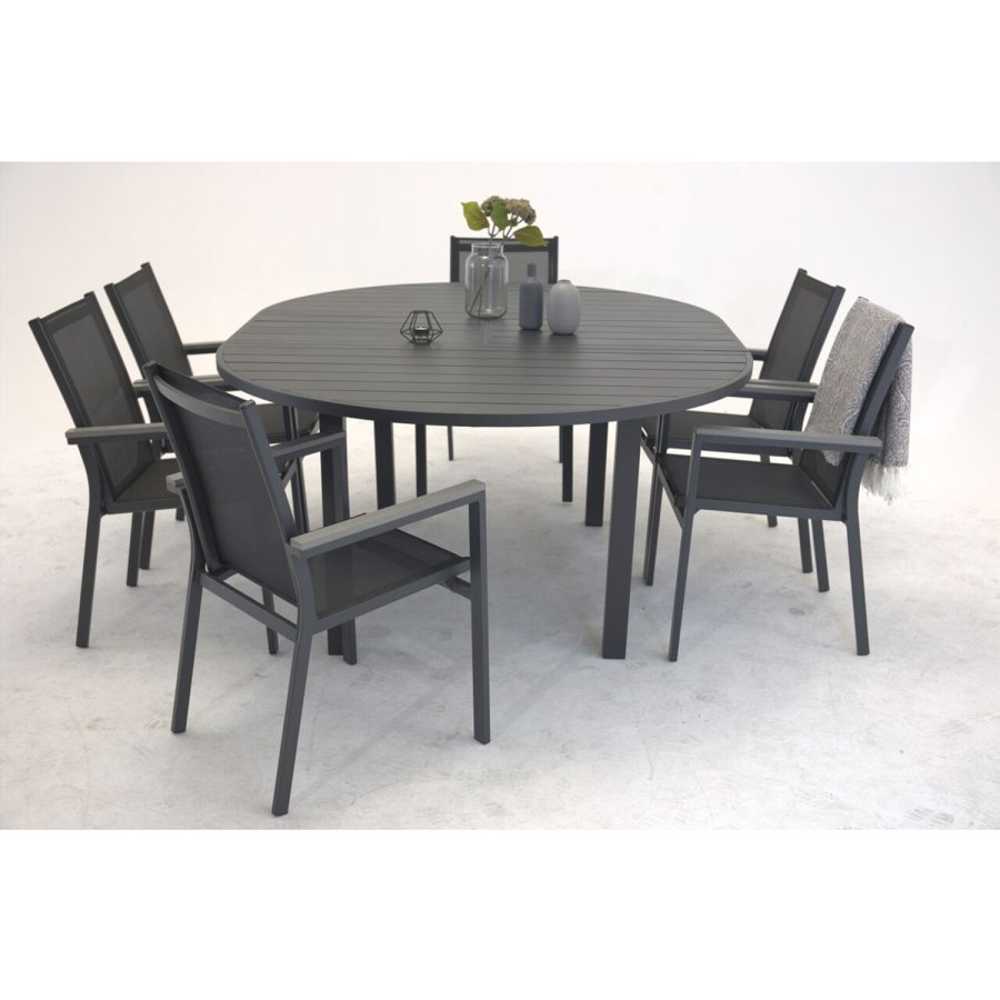 VENTURE DESIGN Parma havestol, m. armln - gr aintwood, sort textilene og aluminium