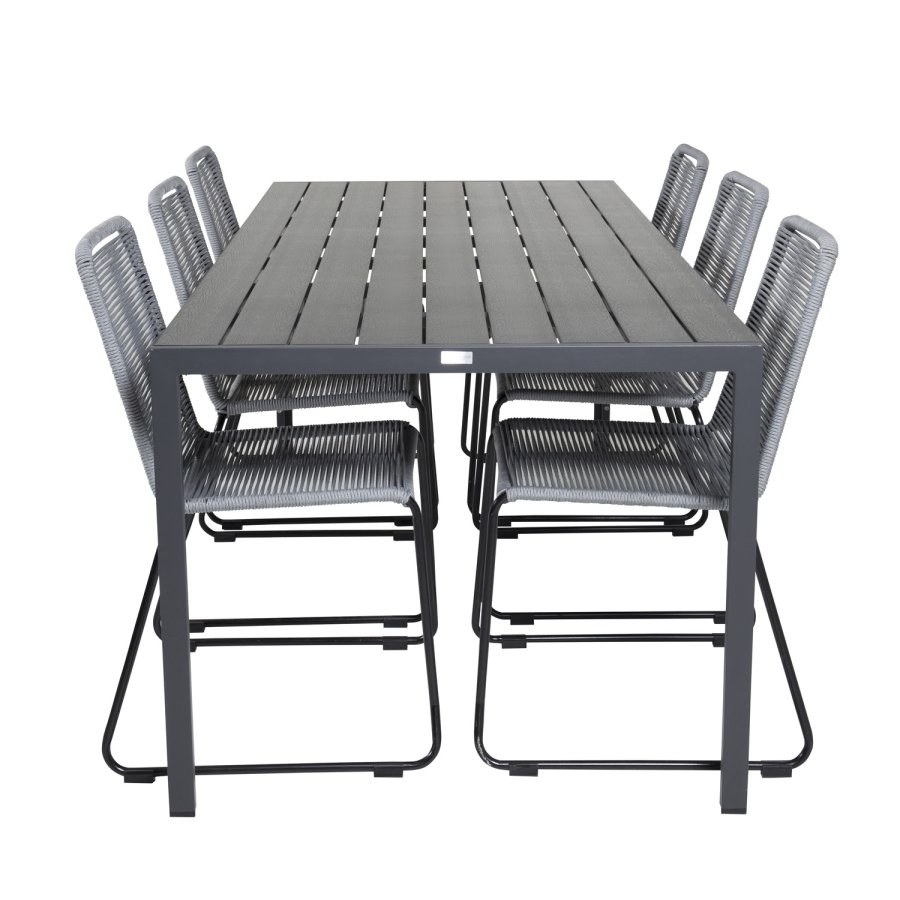 VENTURE DESIGN Lindos havestol - gr polyester reb, sort aluminium og stl