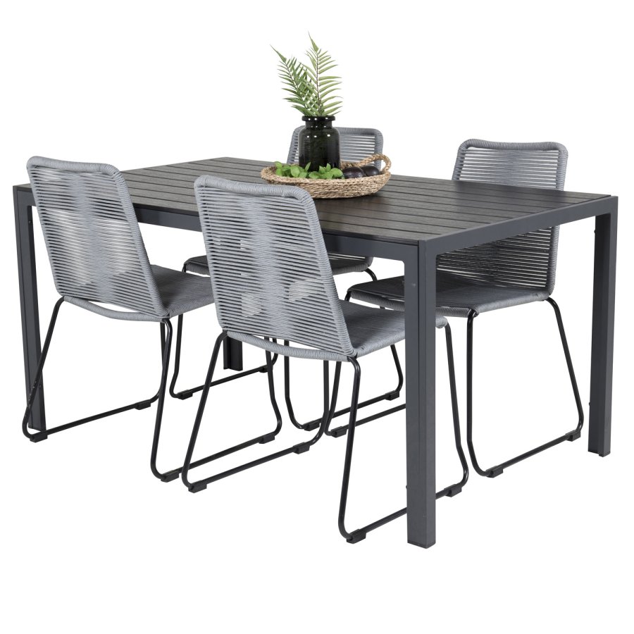 VENTURE DESIGN Lindos havestol - gr polyester reb, sort aluminium og stl