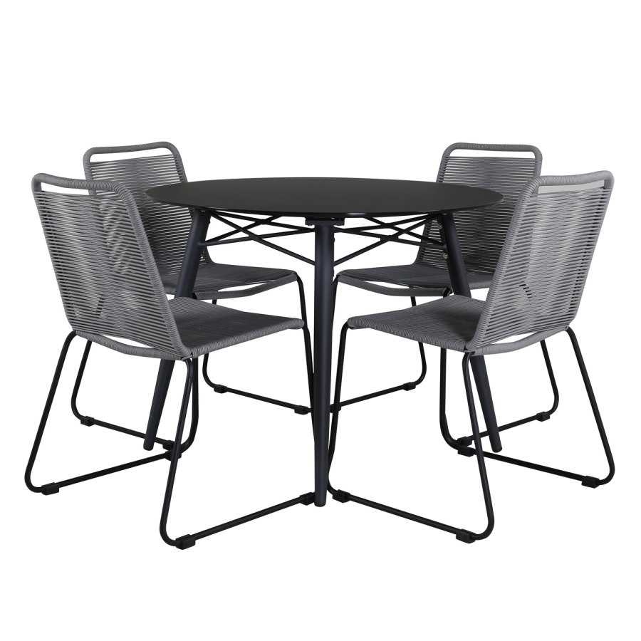 VENTURE DESIGN Lindos havestol - gr polyester reb, sort aluminium og stl