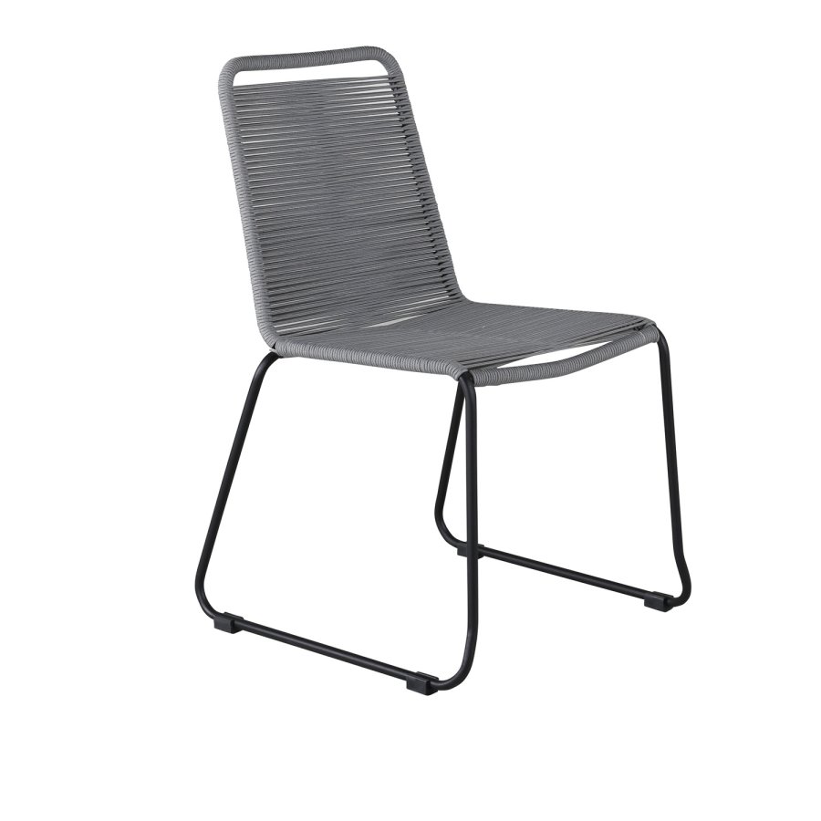 VENTURE DESIGN Lindos havestol - gr polyester reb, sort aluminium og stl