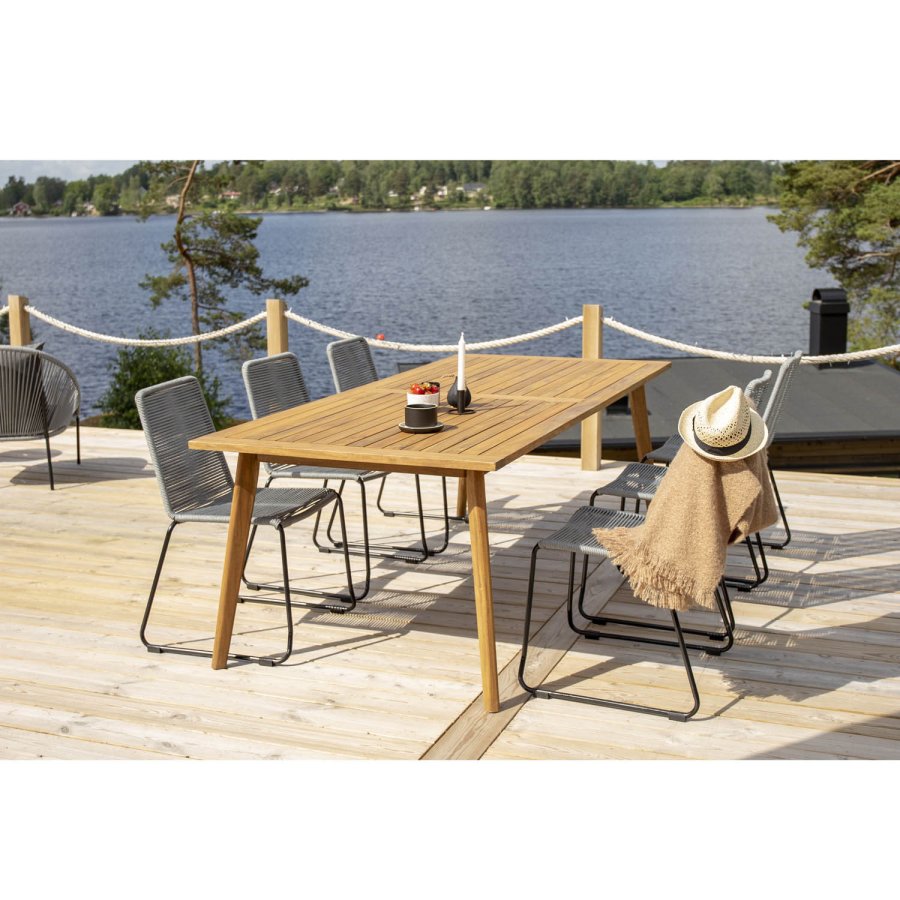 VENTURE DESIGN Lindos havestol - gr polyester reb, sort aluminium og stl