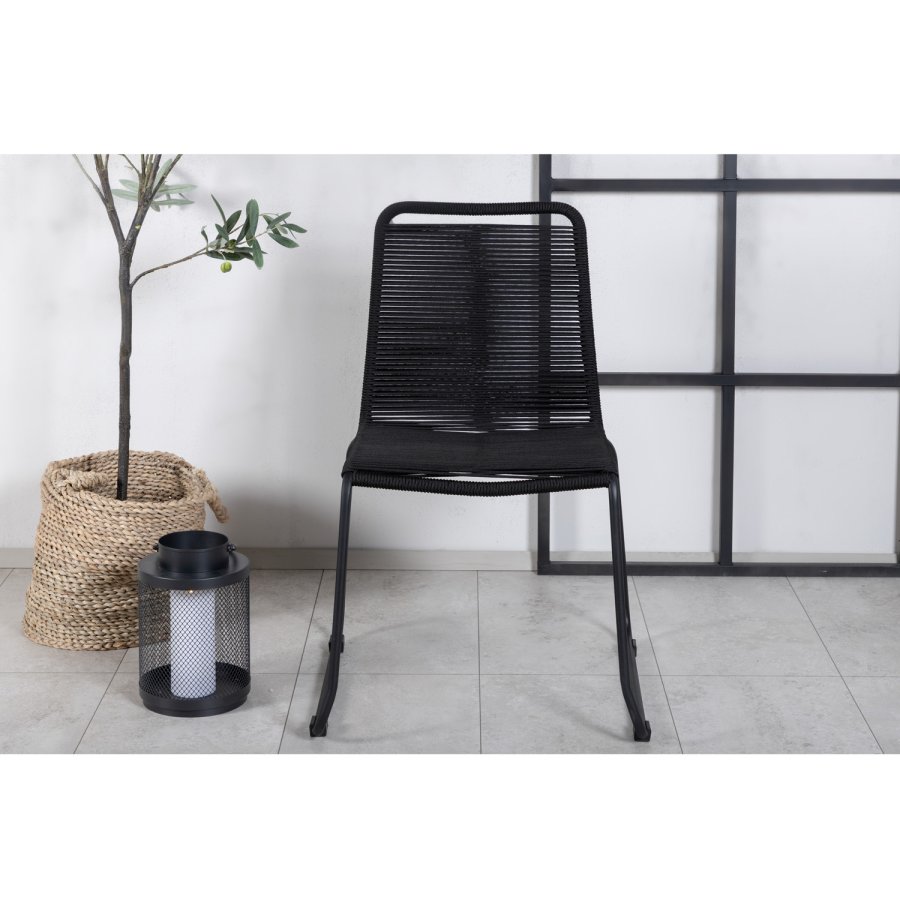 VENTURE DESIGN Lindos havestol - sort polyester reb og sort stl