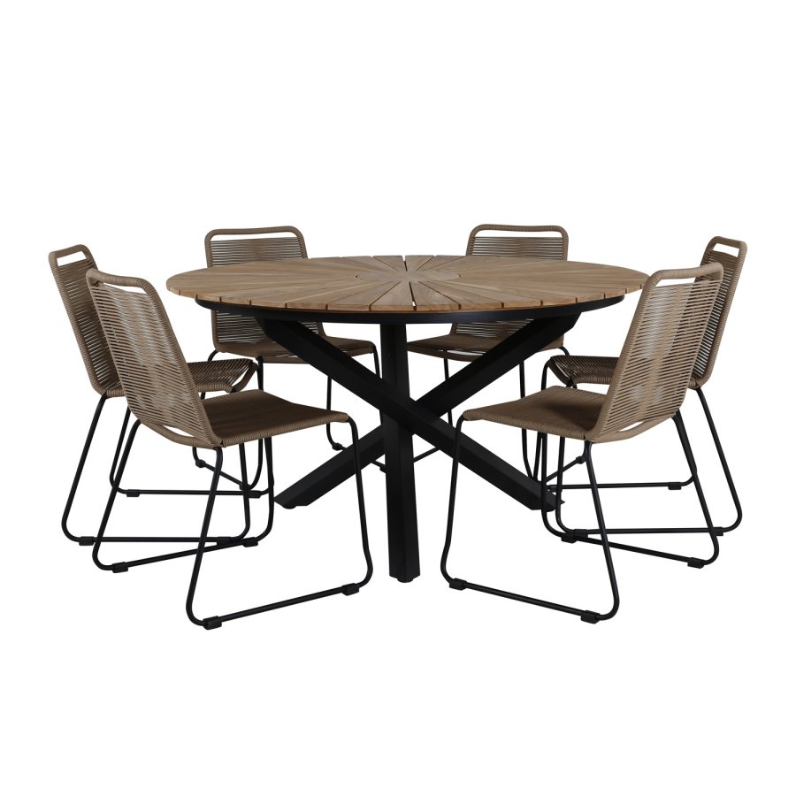 VENTURE DESIGN Lindos havestol - beige polyester reb og sort stl