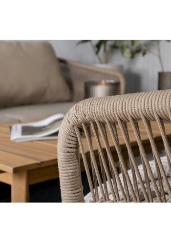 VENTURE DESIGN Chania sofast, m. brune hynder - brun reb, akacietr og stl