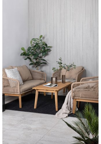 VENTURE DESIGN Chania sofast, m. brune hynder - brun reb, akacietr og stl