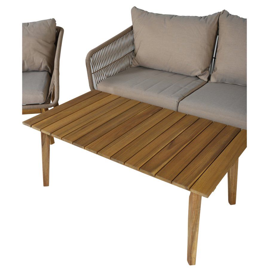 VENTURE DESIGN Chania sofast, m. brune hynder - brun reb, akacietr og stl