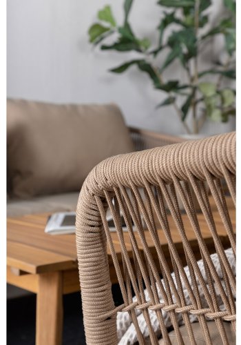 VENTURE DESIGN Chania sofast, m. brune hynder - brun reb, akacietr og stl