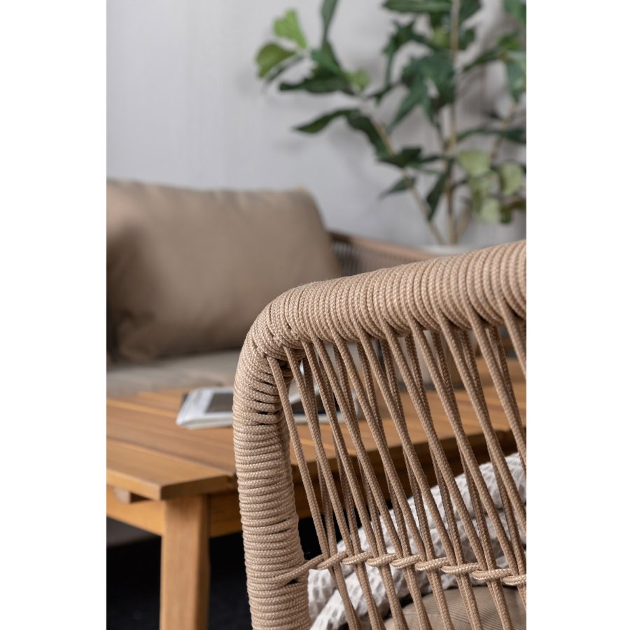 VENTURE DESIGN Chania sofast, m. brune hynder - brun reb, akacietr og stl