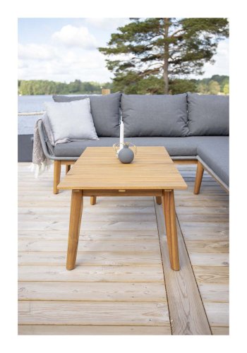 VENTURE DESIGN Chania hjrne havesofa - natur akacietr og gr stl 