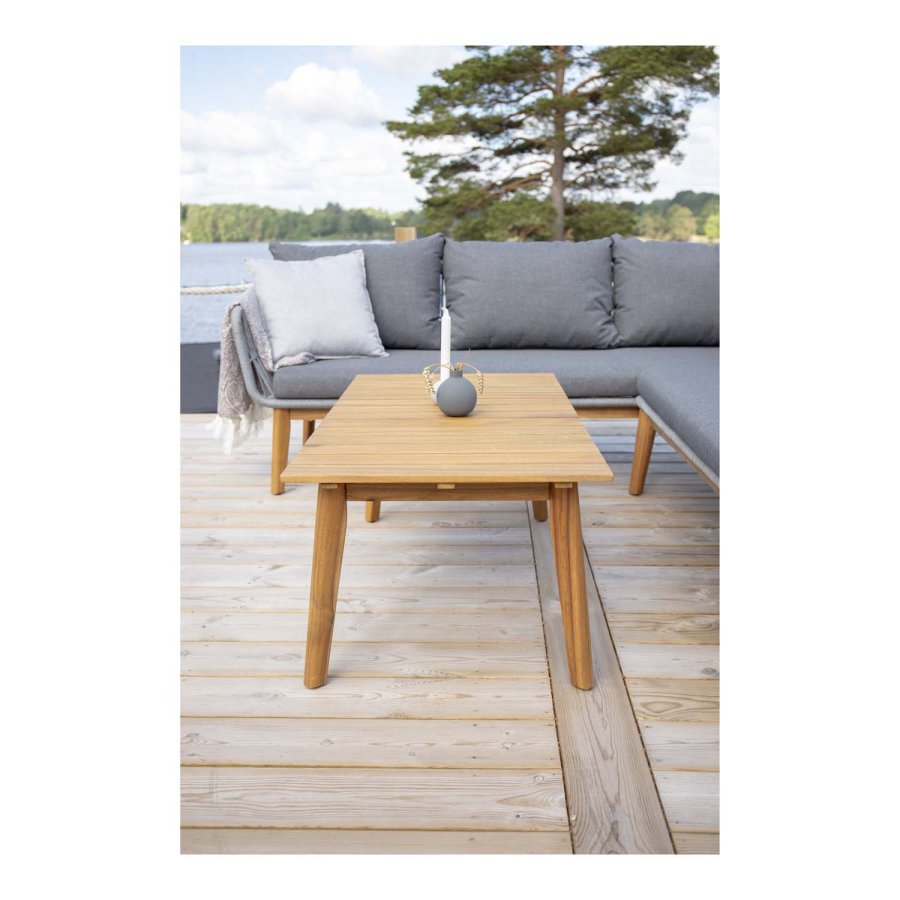 VENTURE DESIGN Chania hjrne havesofa - natur akacietr og gr stl 