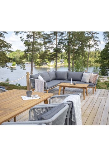 VENTURE DESIGN Chania hjrne havesofa - natur akacietr og gr stl 
