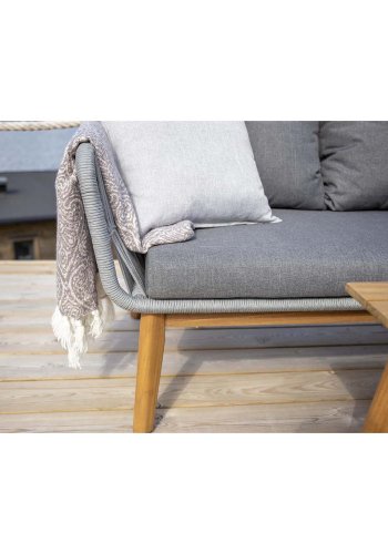VENTURE DESIGN Chania hjrne havesofa - natur akacietr og gr stl 