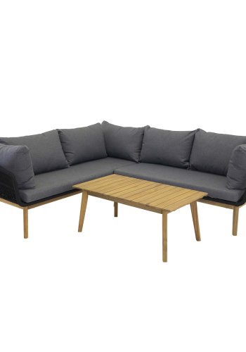 VENTURE DESIGN Chania udendrs sofast - natur akacietr og sort stl 