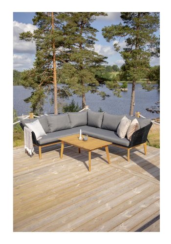 VENTURE DESIGN Chania udendrs sofast - natur akacietr og sort stl 