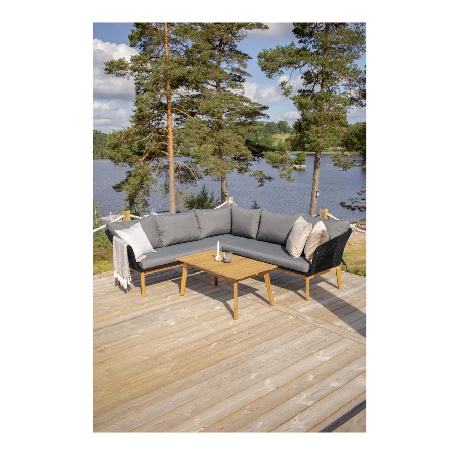 VENTURE DESIGN Chania udendrs sofast - natur akacietr og sort stl 