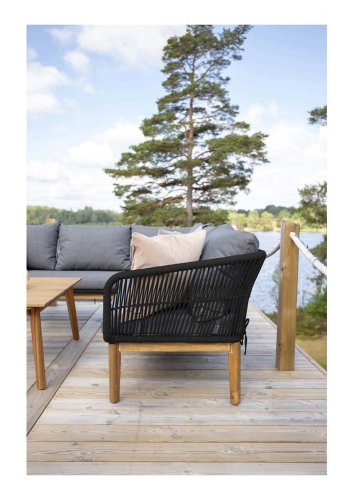 VENTURE DESIGN Chania udendrs sofast - natur akacietr og sort stl 