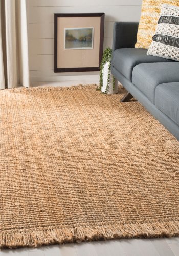 TEPPI 00022A gulvtppe m. frynser, rektangulr - natur jute (120x180)