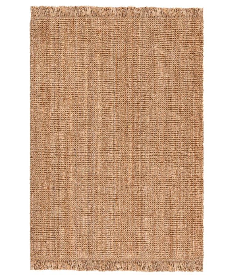 TEPPI 00022A gulvtppe m. frynser, rektangulr - natur jute (120x180)