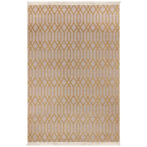 TEPPI 23037A gulvtppe m. mnster, rektangulr - gul jute og chenille (160x230)