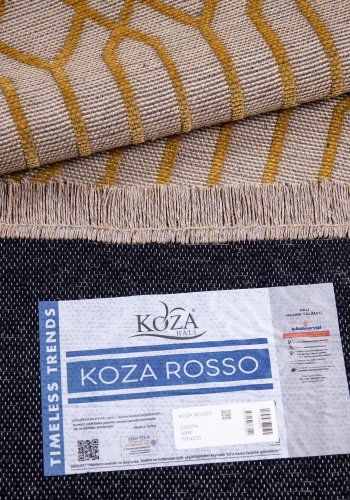 TEPPI 23037A gulvtppe m. mnster, rektangulr - gul jute og chenille (160x230)