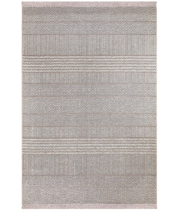 TEPPI 23041A gulvtppe m. mnster, rektangulr - creme jute og chenille (160x230)