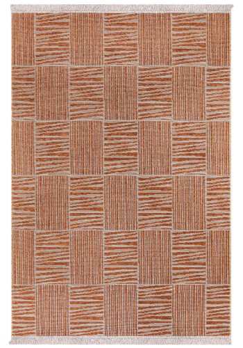 TEPPI 23043A gulvtppe m. mnster, rektangulr - orange jute og chenille (160x230)
