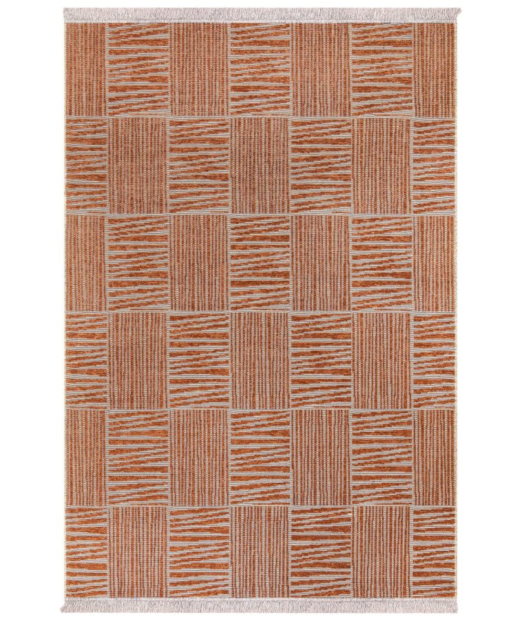 TEPPI 23043A gulvtppe m. mnster, rektangulr - orange jute og chenille (160x230)