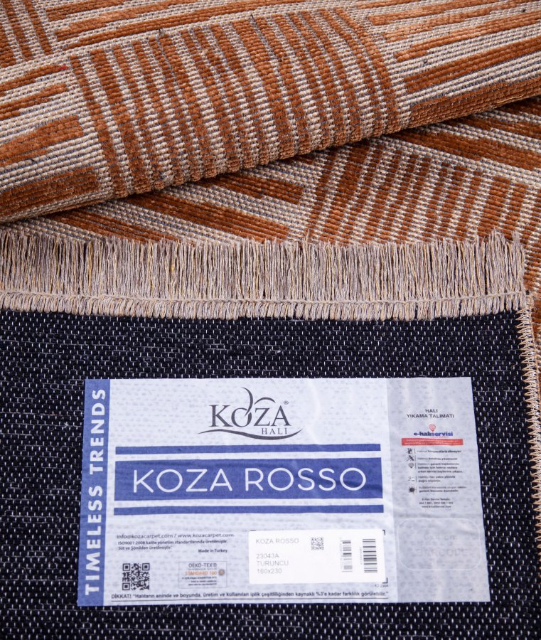 TEPPI 23043A gulvtppe m. mnster, rektangulr - orange jute og chenille (160x230)