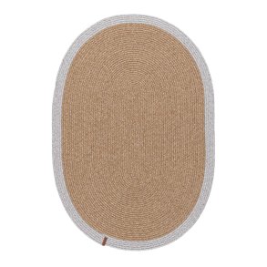 TEPPI 9020116 gulvtppe, oval - natur og gr bomuld (80x120)